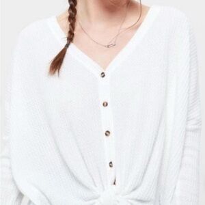 Out From Under Jojo Thermal Button-Front Top small Ivory.